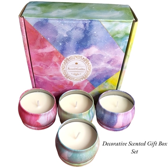 4 Pc. Decorative Scented Gift Box Ready Candle Set With Decorative Holders NWT - Picture 8 of 8